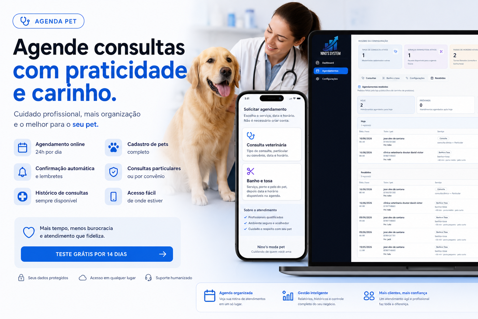 Painel da recepção do Agenda PET